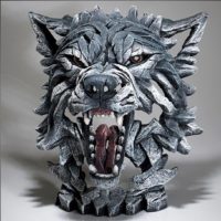 Buste de loup gris, par Edge sculpture
