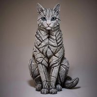 chat blanc assis edge sculpture ED26W